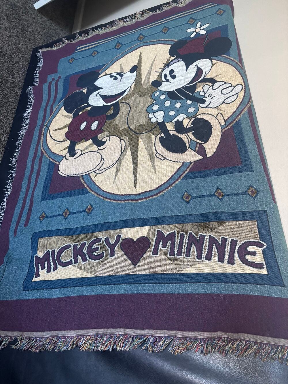 Vintage Minnie and Mickey Mouse tapestry blanket